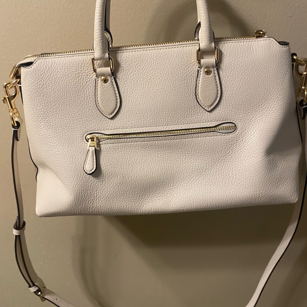 Coach White Leather Satchel with Polished Hardware - Picture 2 of 3